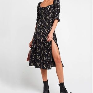 Floral Black Midi Dress